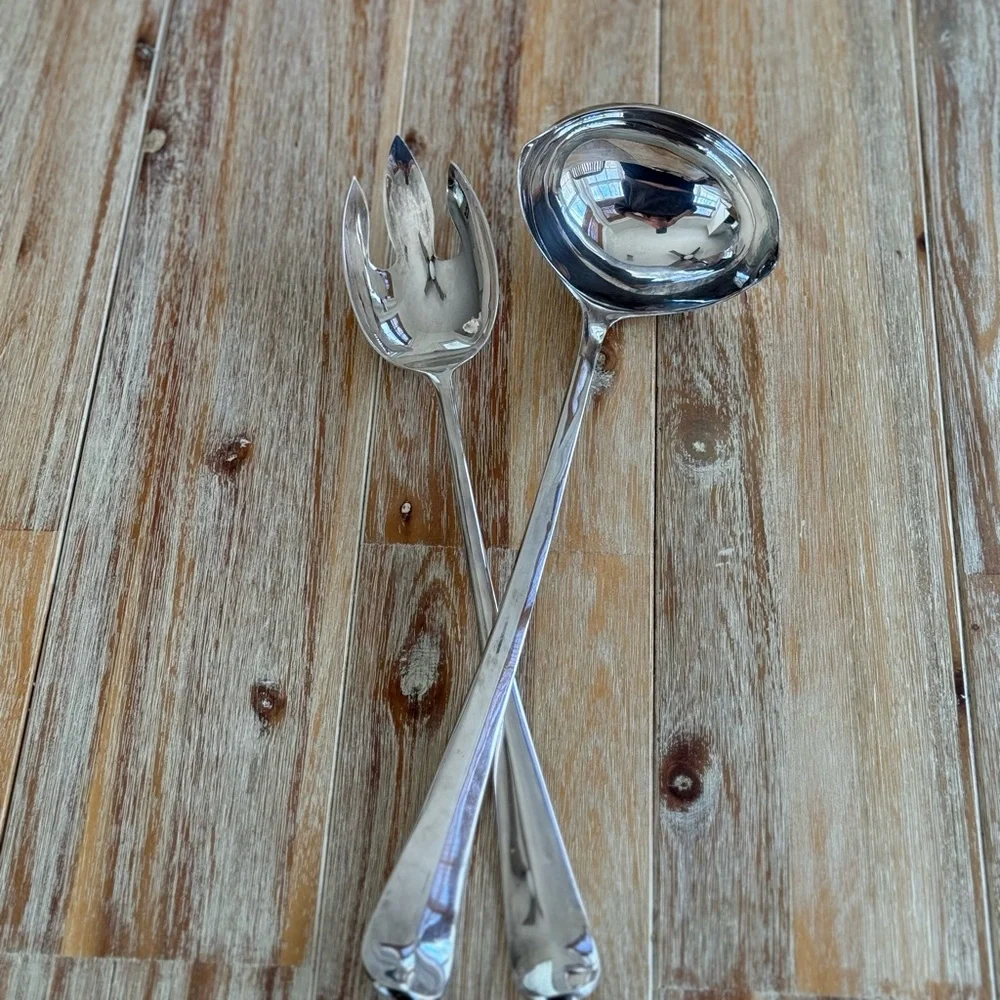 Vintage Italian Silver Plated Ladle and Serving Spoon